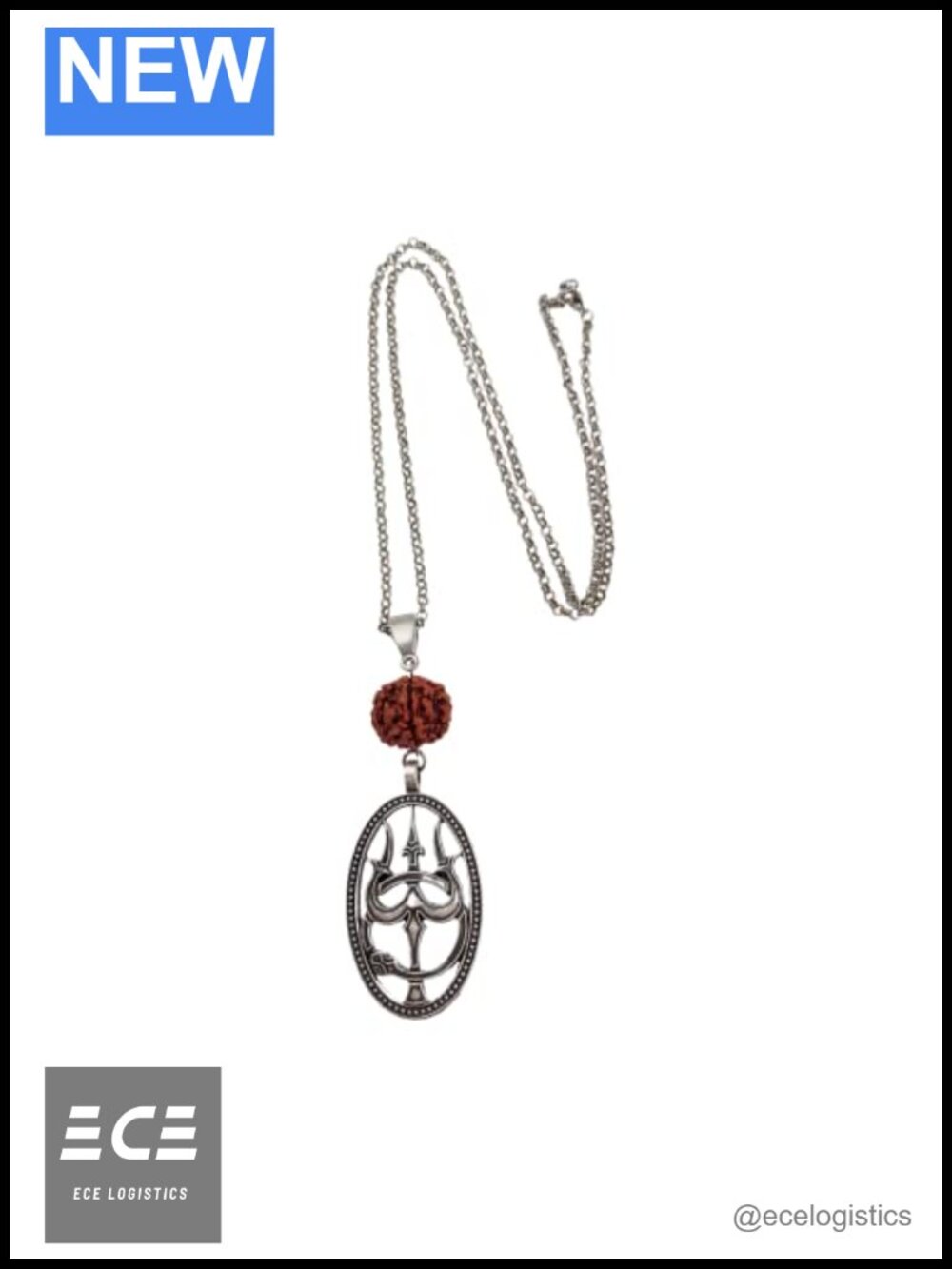Handmade Rudraksha Trishul Protection Necklace Men 5 Mukhi Mala Bead
